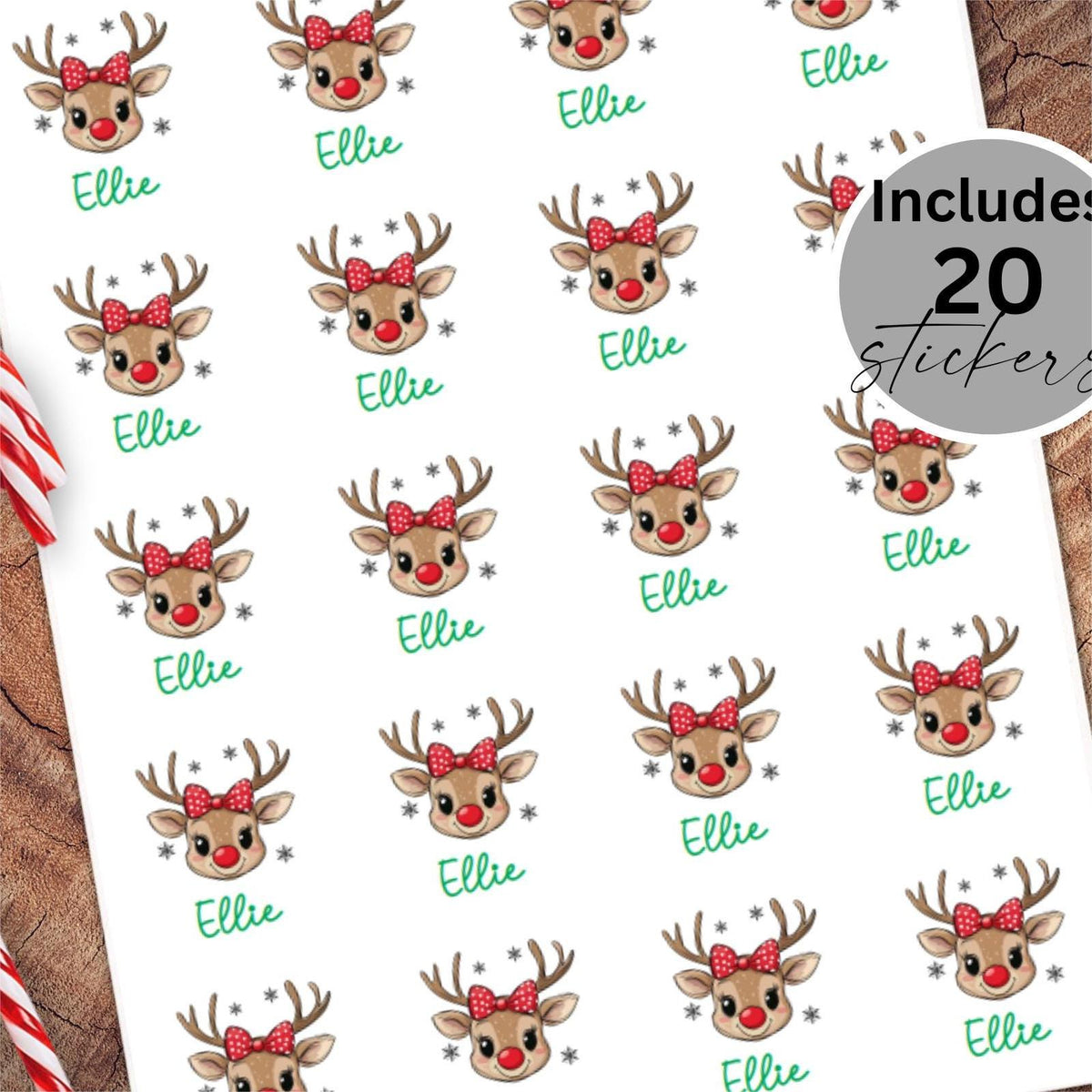 Reindeer Christmas Name Labels Personalized Holiday Gift Labels Boy Girl