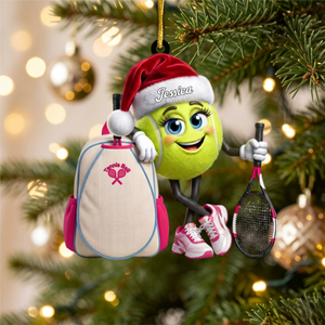 Tennis Racket & Backpack Design Christmas Acrylic Hanging Ornament – Personalized Tennis Ball Mascot Gift For Players