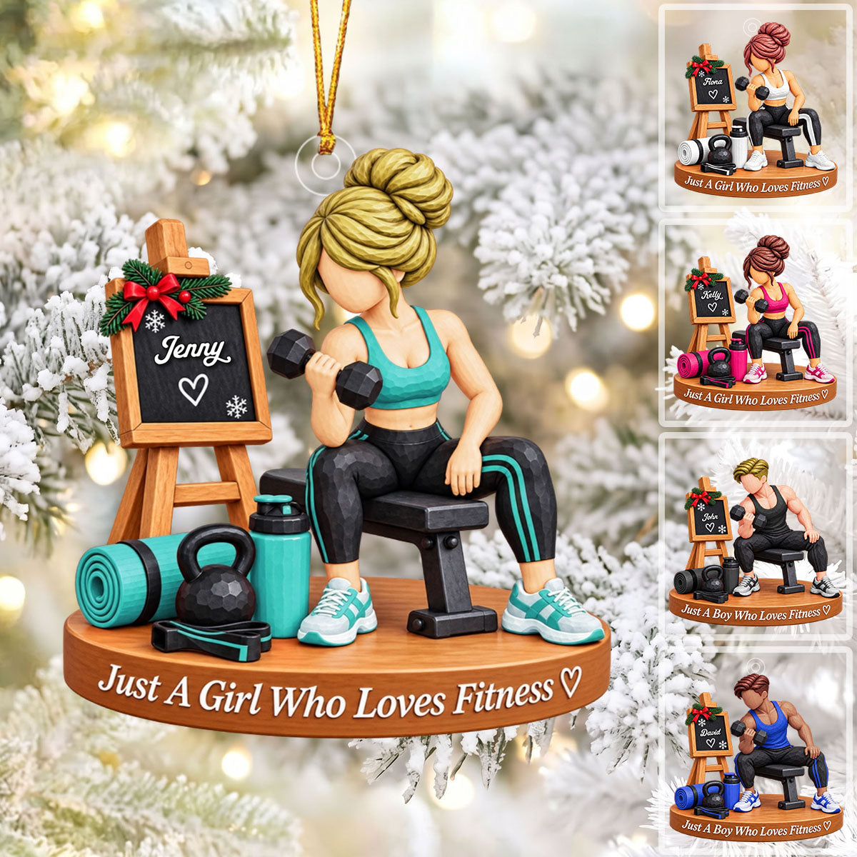 Just A Girl Who Loves Fitness - Personalized Christmas Ornament