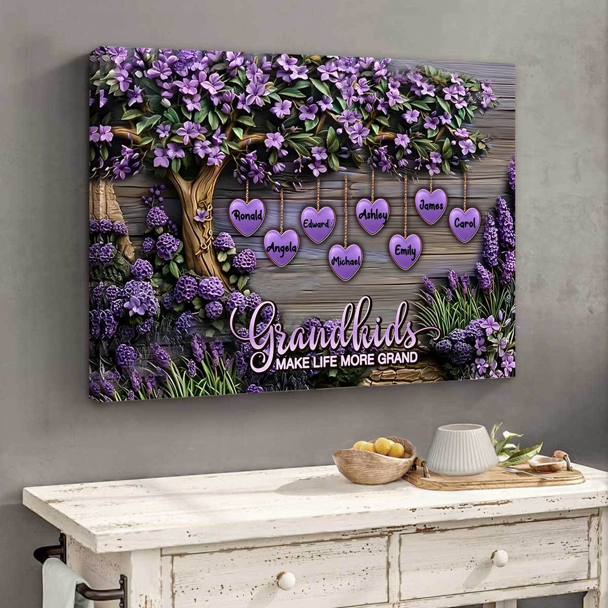 Personalized Grandma Canvas Poster - Celebrate Family Love! 'Grandkids Make Life Grand'