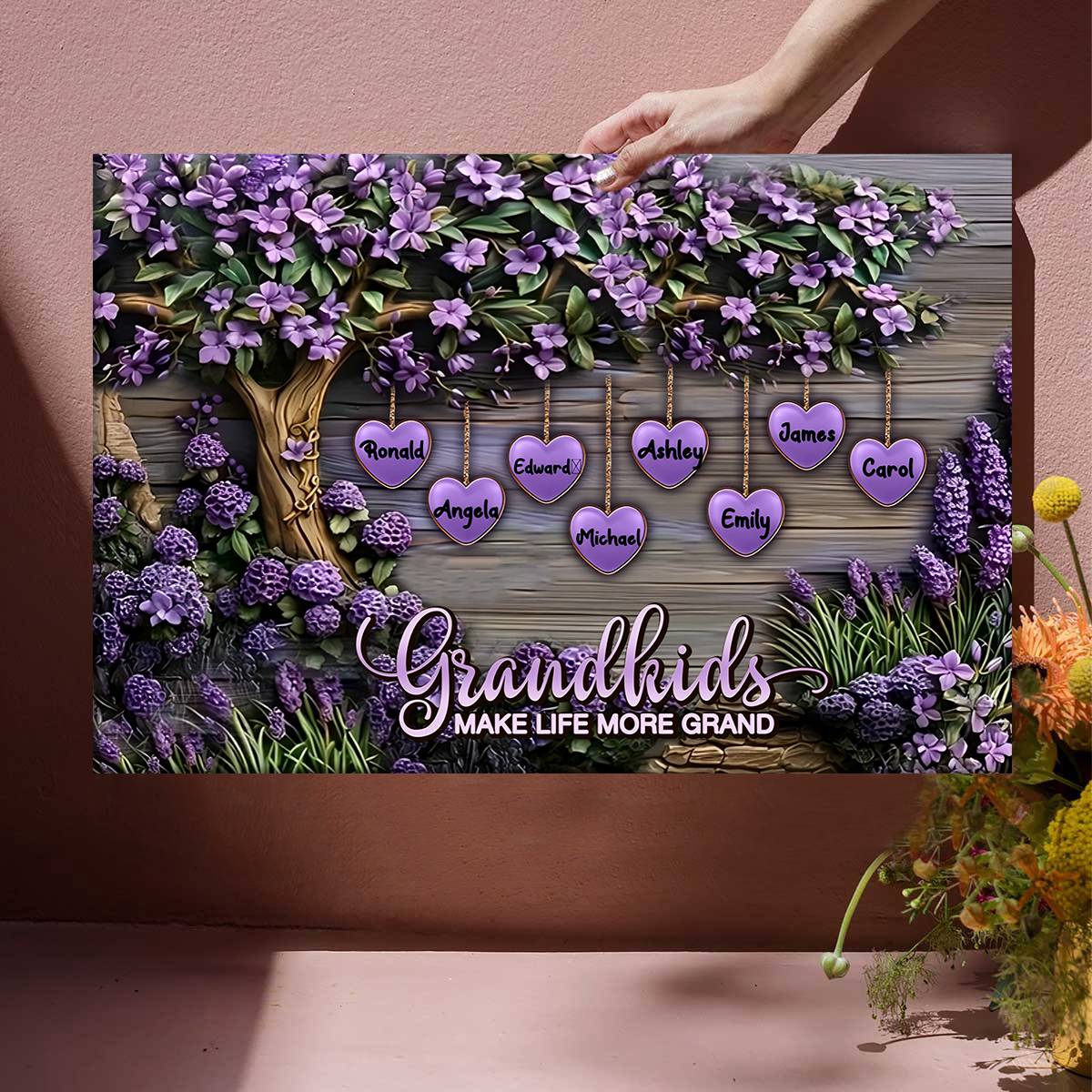 Personalized Grandma Canvas Poster - Celebrate Family Love! 'Grandkids Make Life Grand'