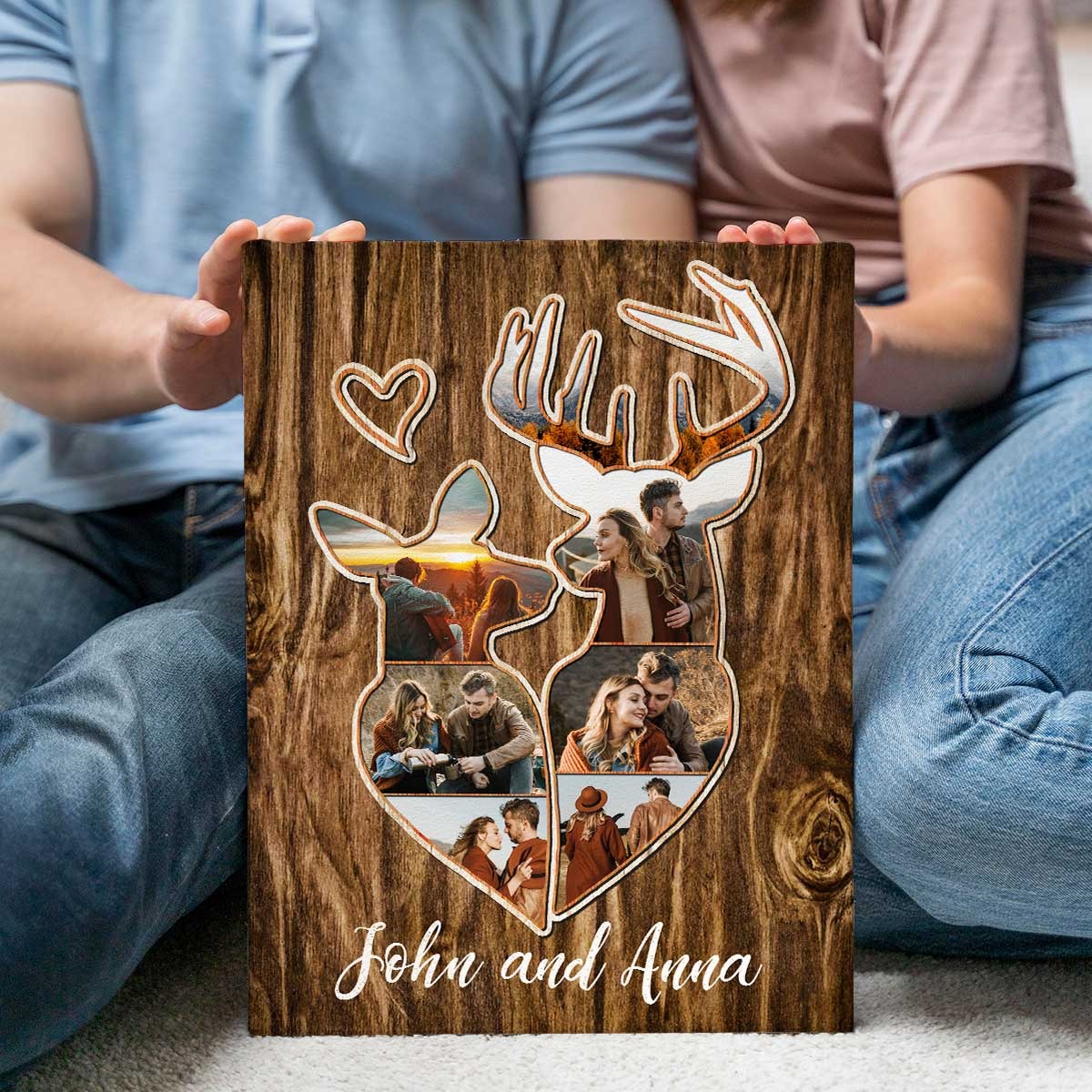 Personalized Couple Deer Hunting Memories Collage Poster, Deer Hunting Gifts For Couple