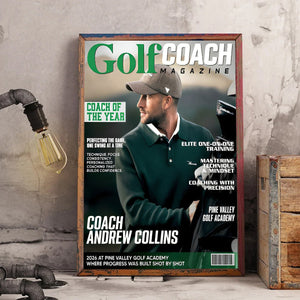 Golf Coach Magazine Cover, Thank You Coach Gift, Personalized Golf Coach Canvas, Golf Lover Gift, Golf Coach Gifts