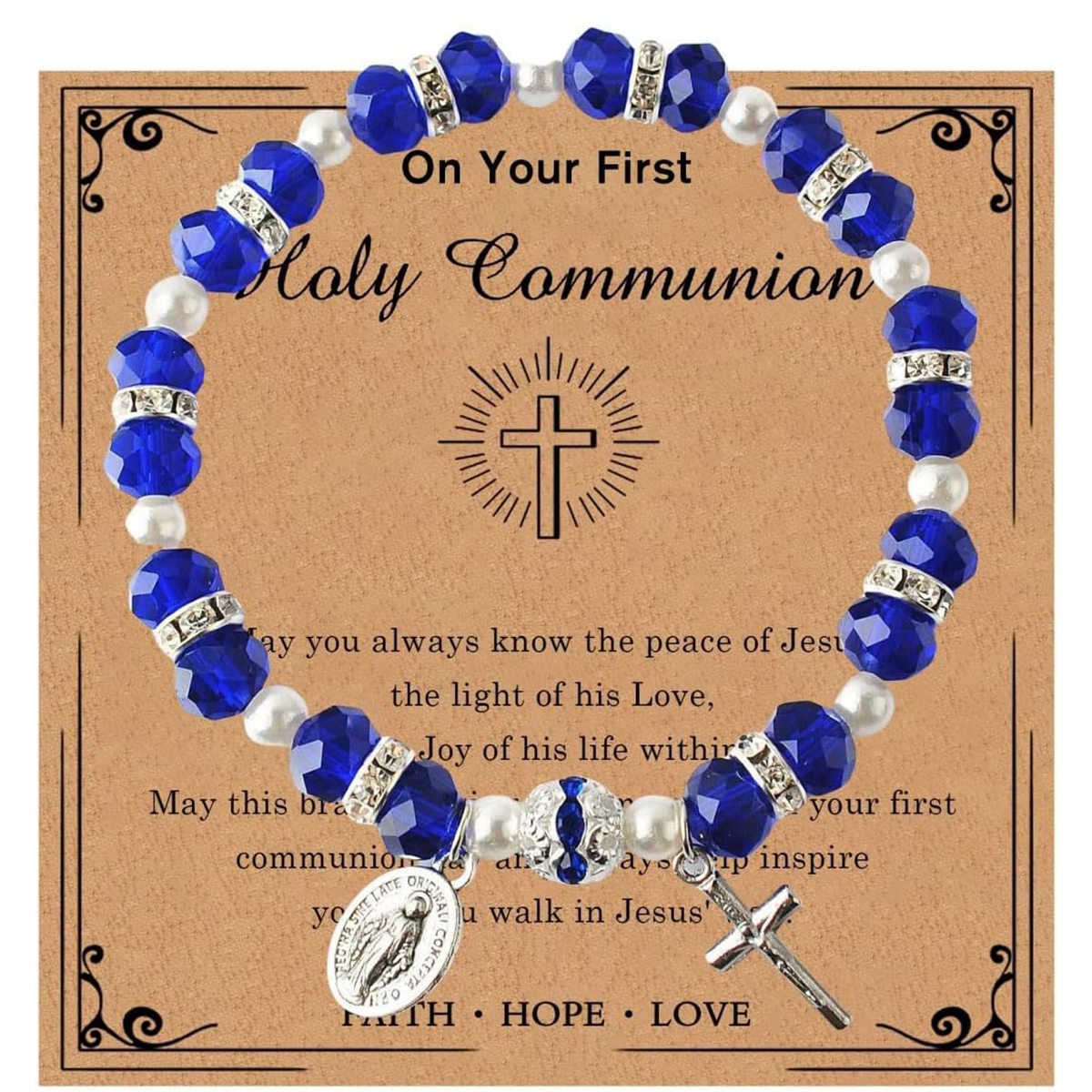 Christian Gifts for Women Girls Natural Stone Cross Bracelet