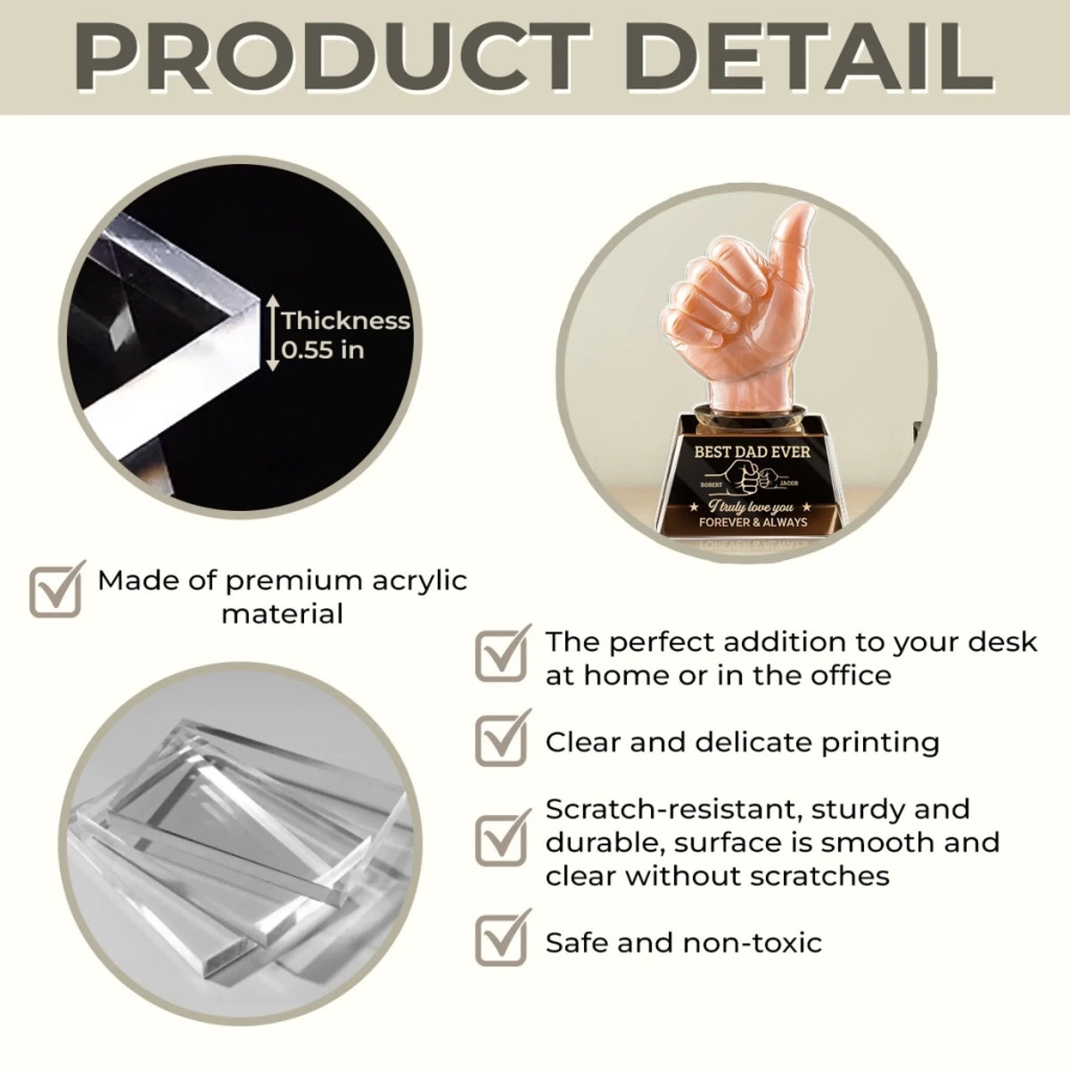 Dad Of The Year, Every Year - Family Personalized  Custom Shaped Acrylic Plaque