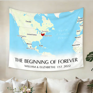 Where It All Began - Couple Personalized Custom Horizontal Blanket - Gift For Husband Wife, Anniversary