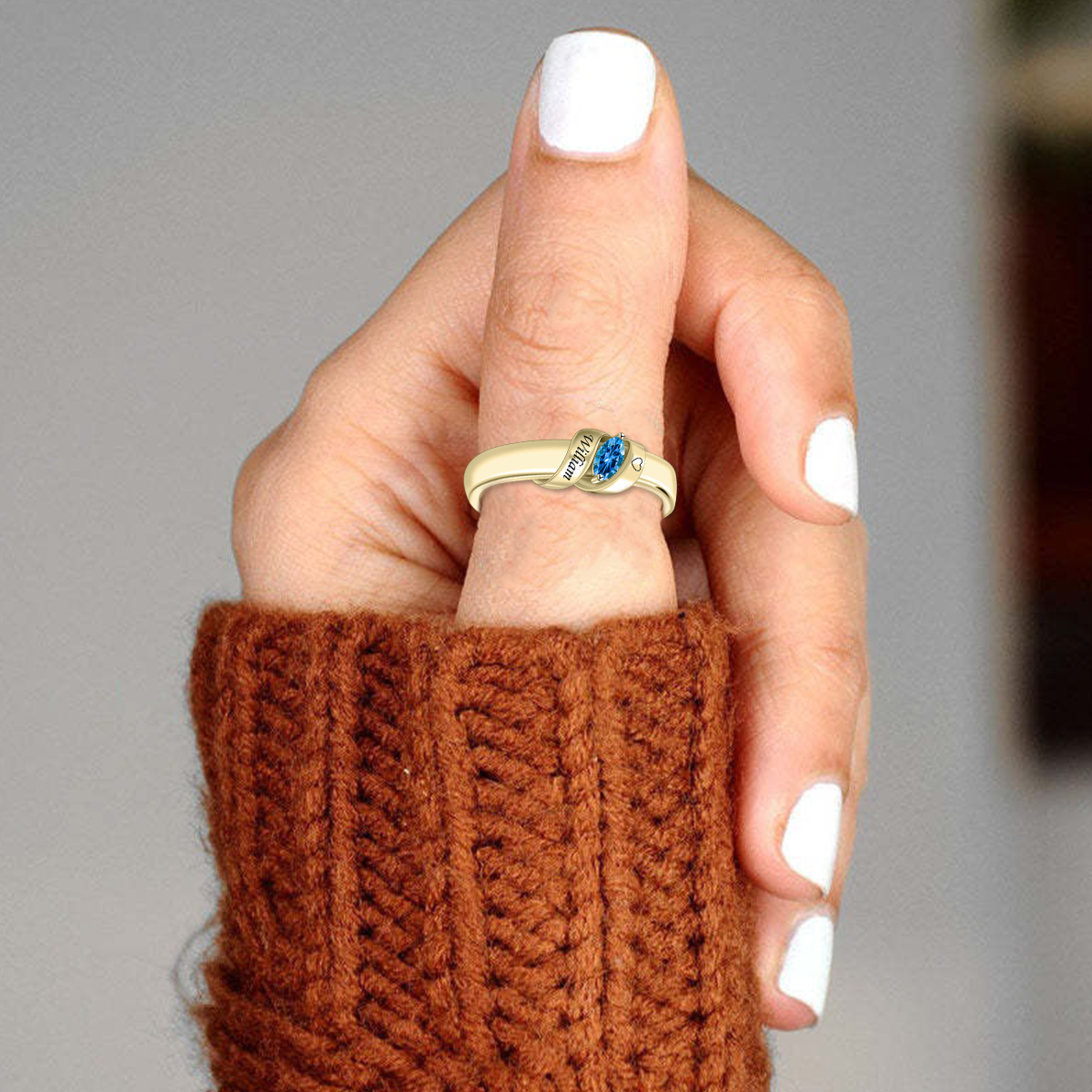 Personalized Birthstone Hug From Heaven Memorial Ring