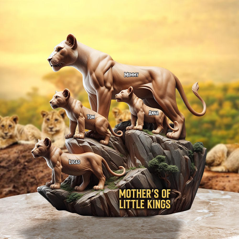 Personalized Lion Mom And Kids Shape Acrylic Block Plaque, Mother's Day Gift For Mom