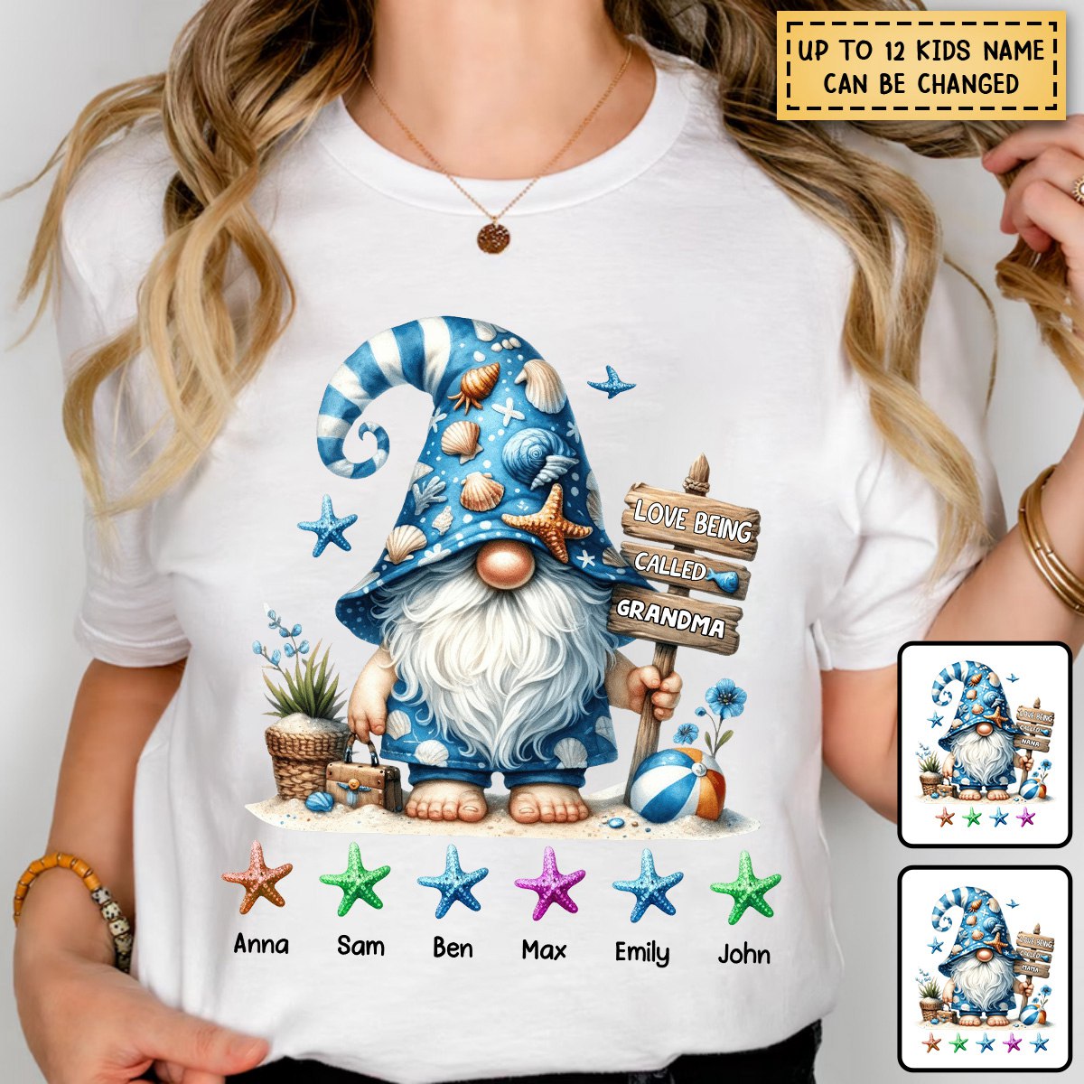 Personalized Starfish Summer Grandma Pure Cotton T-Shirt