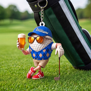 "Beer & Golf" – Personalized Keychain | A Fun Gift For Golf Lovers
