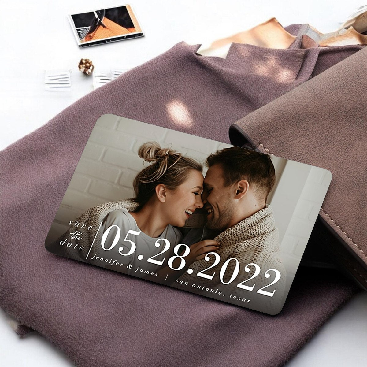 Personalized Save The Date Couple Family Anniversary Gift Metal Wallet Card