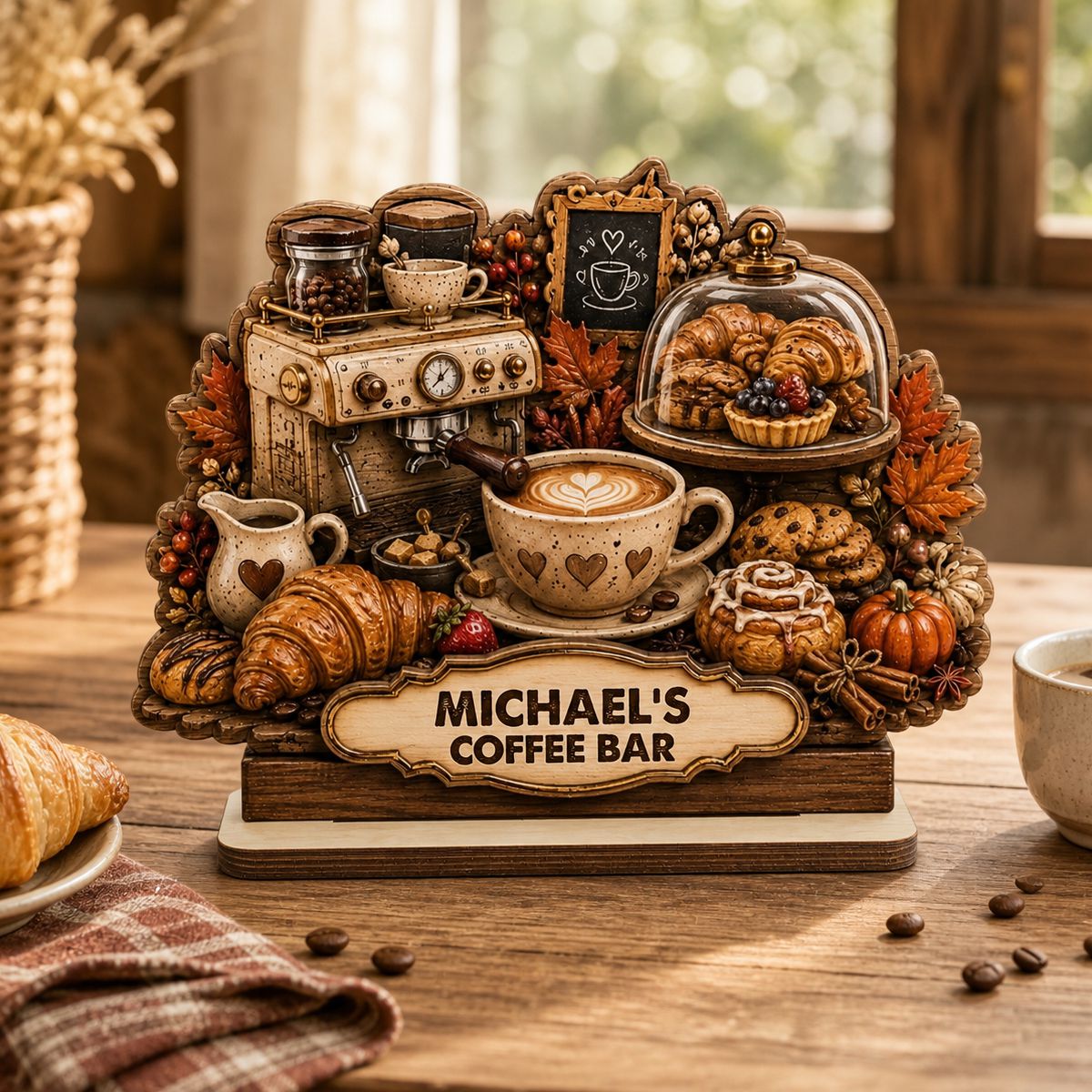 Personalized Coffee & Pastry Bar Wooden Plaque Coffee Lover & Baker Gift