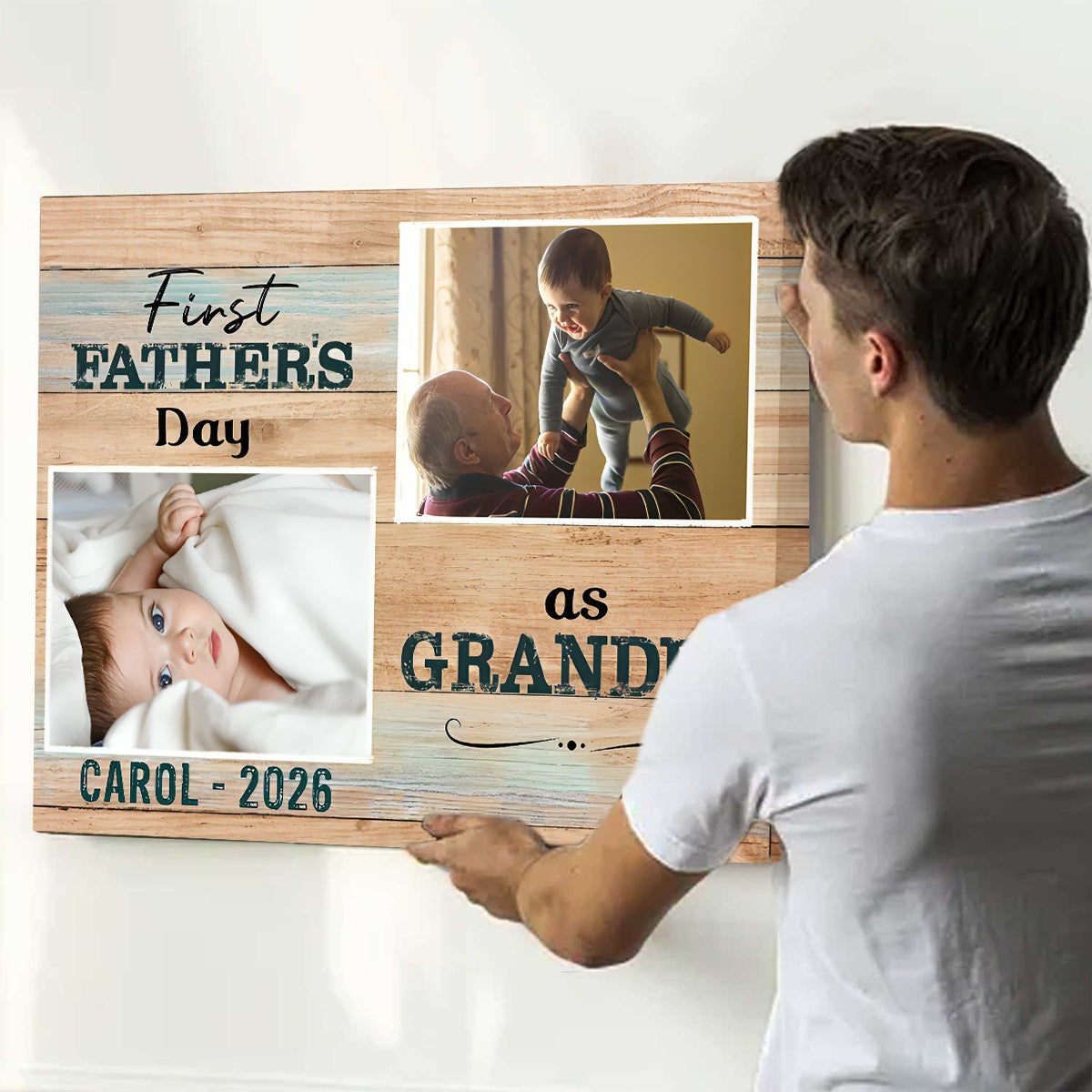 Personalized "1st Time Grandpa" Canvas – Father's Day Gift For New Grandpa