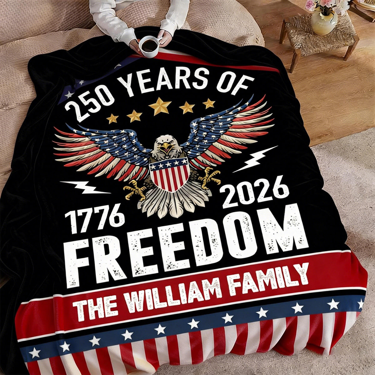 Personalized 250 Years of Freedom Blanket America 250th Anniversary Gift for Family