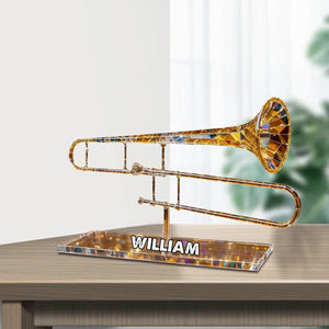 Trombone Custom Name Stained Glass Effect Acrylic Plaque, Music Plaque, Musician Gift