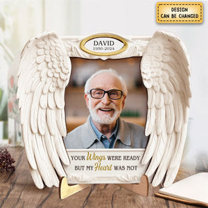 Your Wings Were Ready But My Heart Was Not Personalized Wooden Photo Plaque