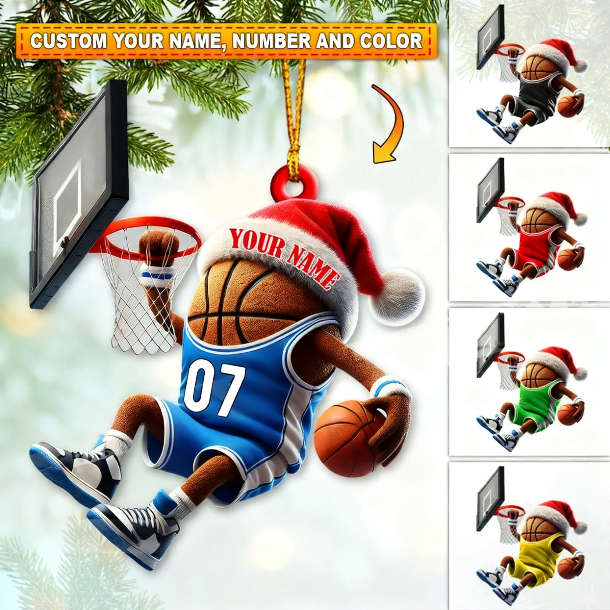 Custom Name Basketball Personalized Acrylic Ornament Basketball Team Christmas Gift