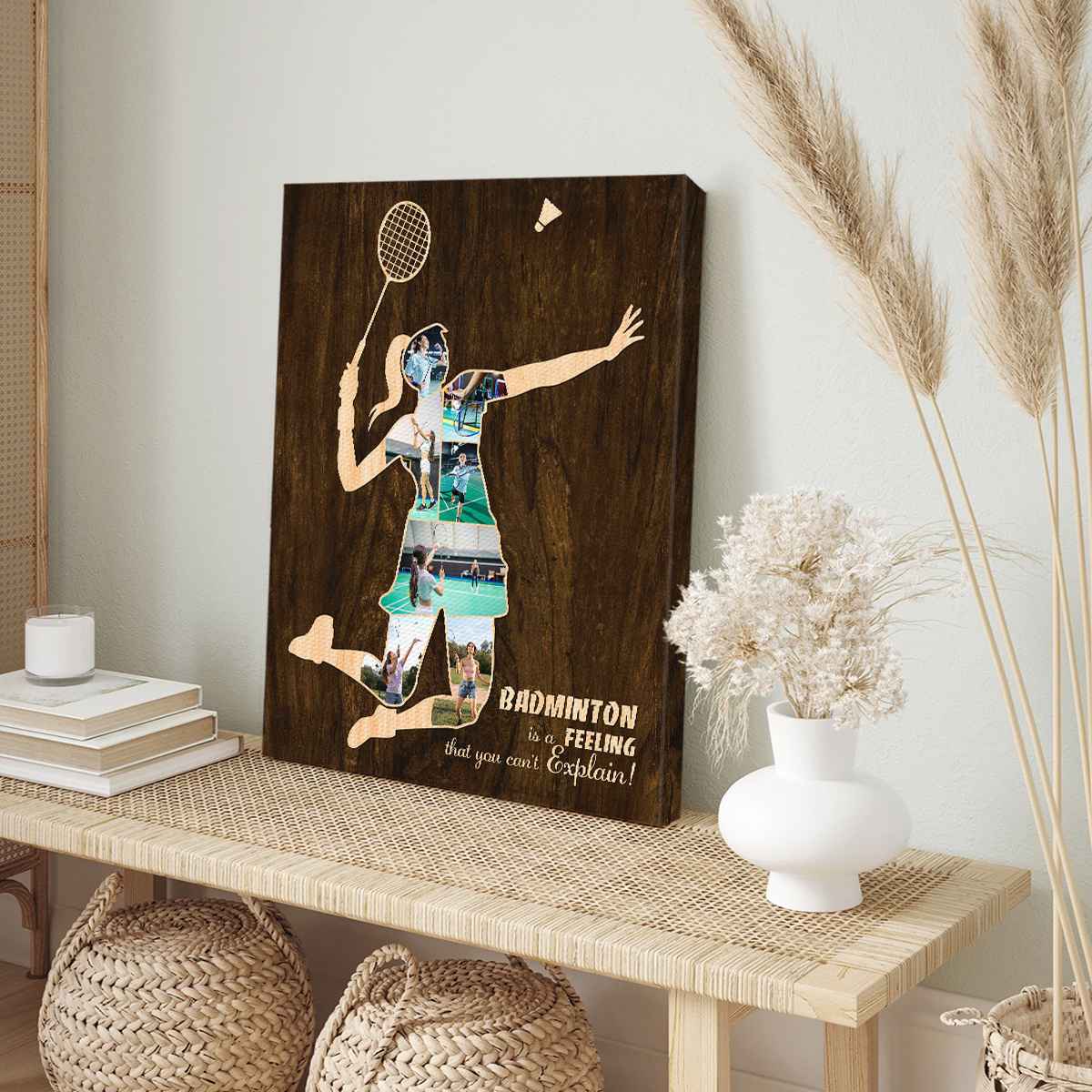 Custom Badminton Player Canvas, Badminton Gifts, Badminton Coach Gift, Personalized Badminton Player Gifts
