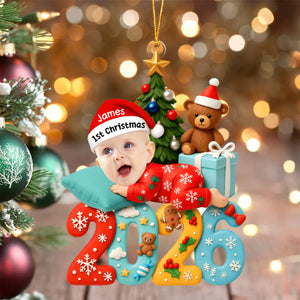 Baby's First Christmas Keepsake – Personalized Acrylic Ornament with Baby Photo For Holiday Tree Decor