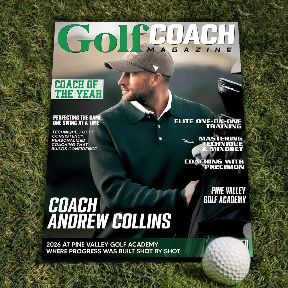 Golf Coach Magazine Cover, Thank You Coach Gift, Personalized Golf Coach Canvas, Golf Lover Gift, Golf Coach Gifts