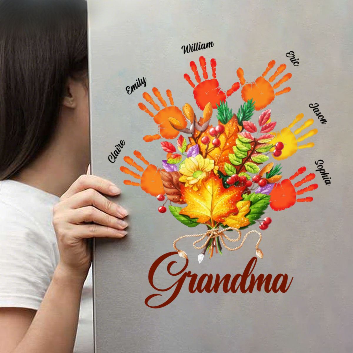Personalized Gift For Grandma Fall Leaves Decal