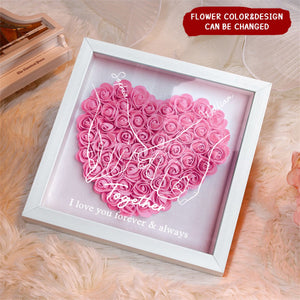 Personalized I Love You Forever & Always - Couple  Flower Shadow Box