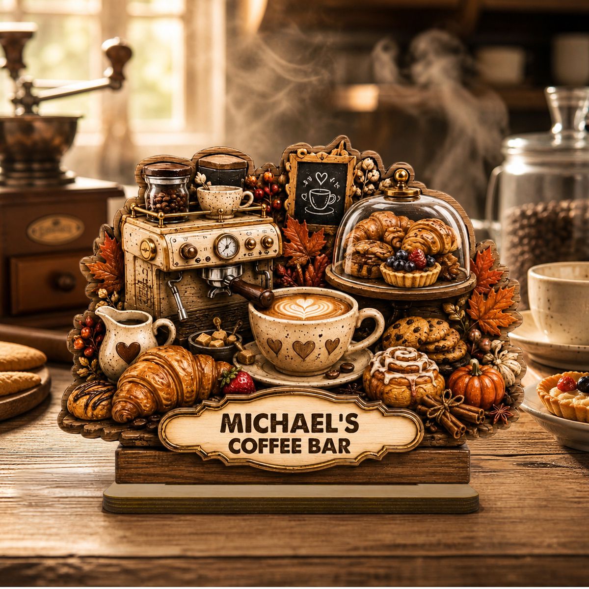 Personalized Coffee & Pastry Bar Wooden Plaque Coffee Lover & Baker Gift