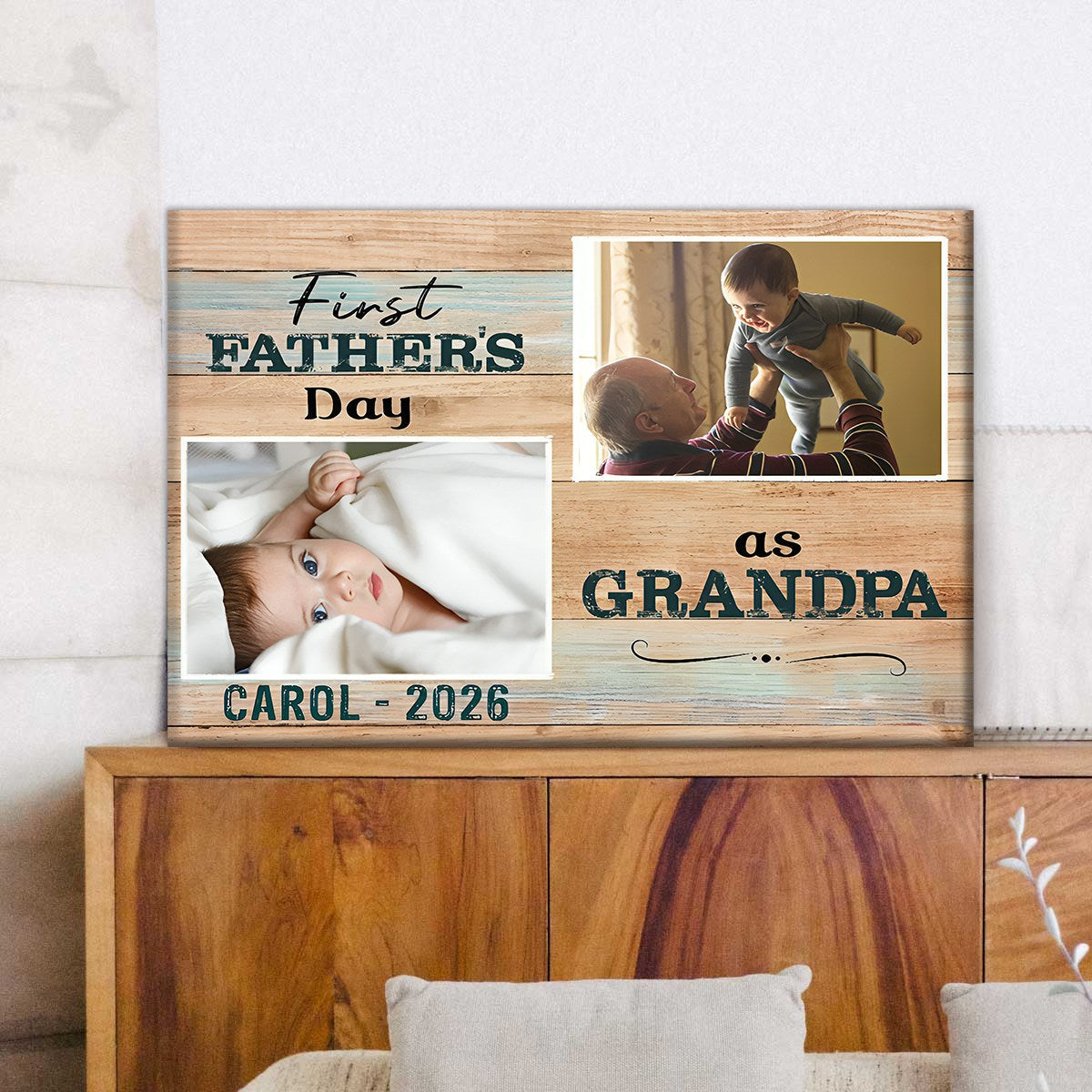 Personalized "1st Time Grandpa" Canvas – Father's Day Gift For New Grandpa