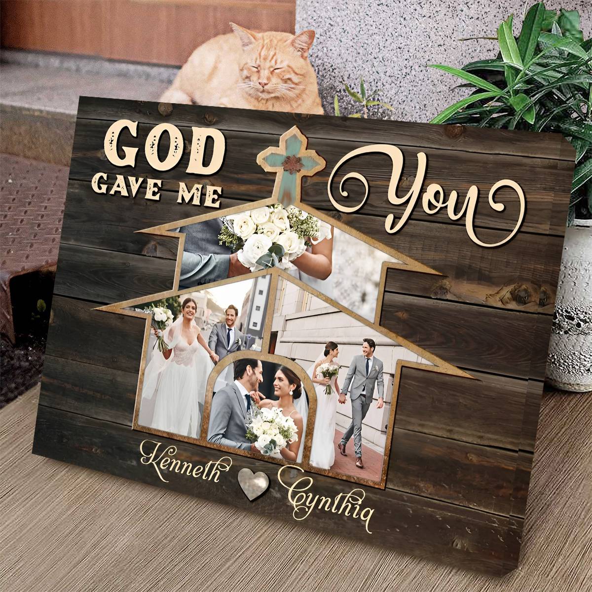 Christian Couples Gift Wedding Gift Idea, Personalized Couple Photo Collage Wall Art Decor