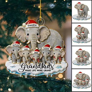 Grandkids Make Life More Grand - Family Personalized Christmas Ornament