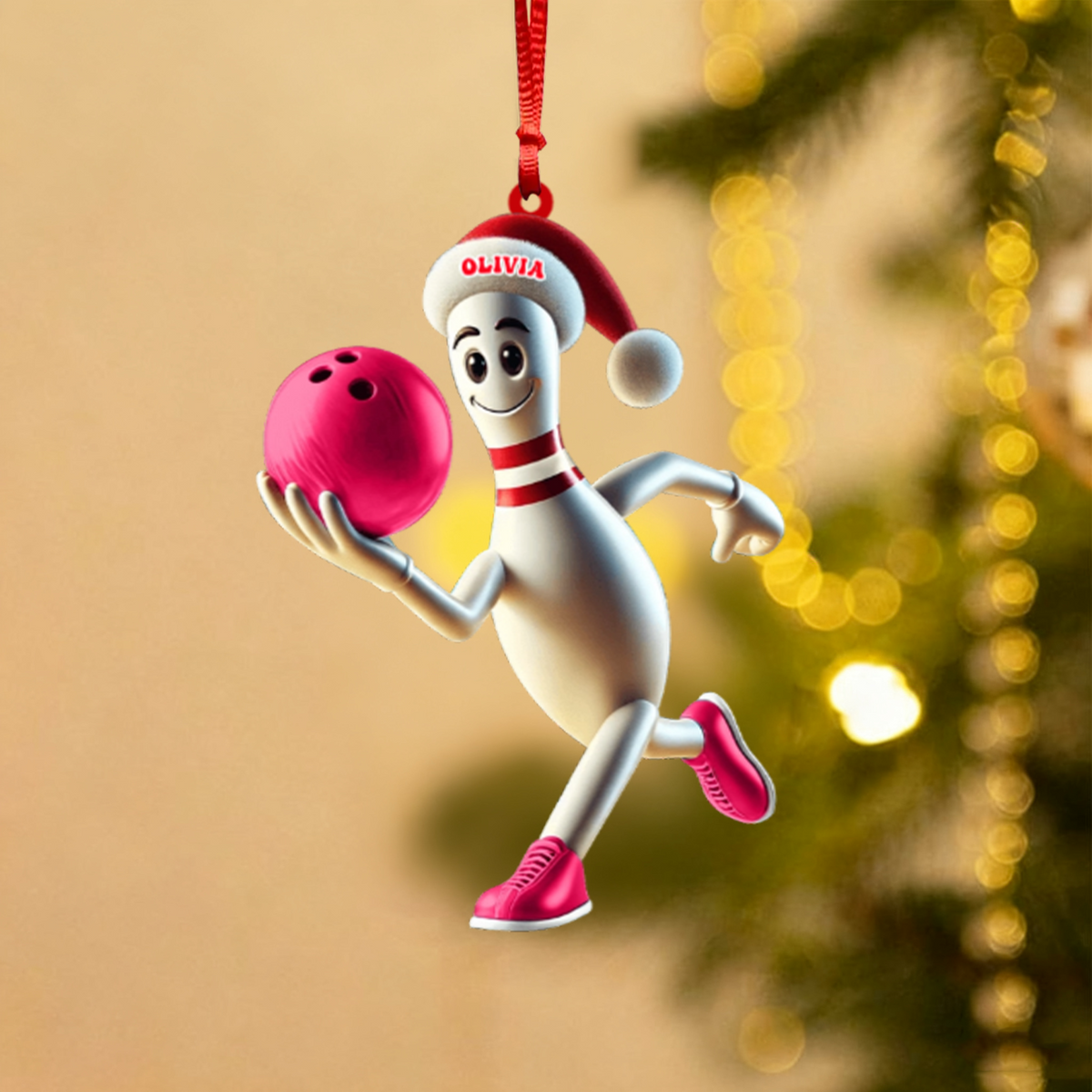 Personalized Running Bowling Ornament  Bowling Lover Christmas Gift
