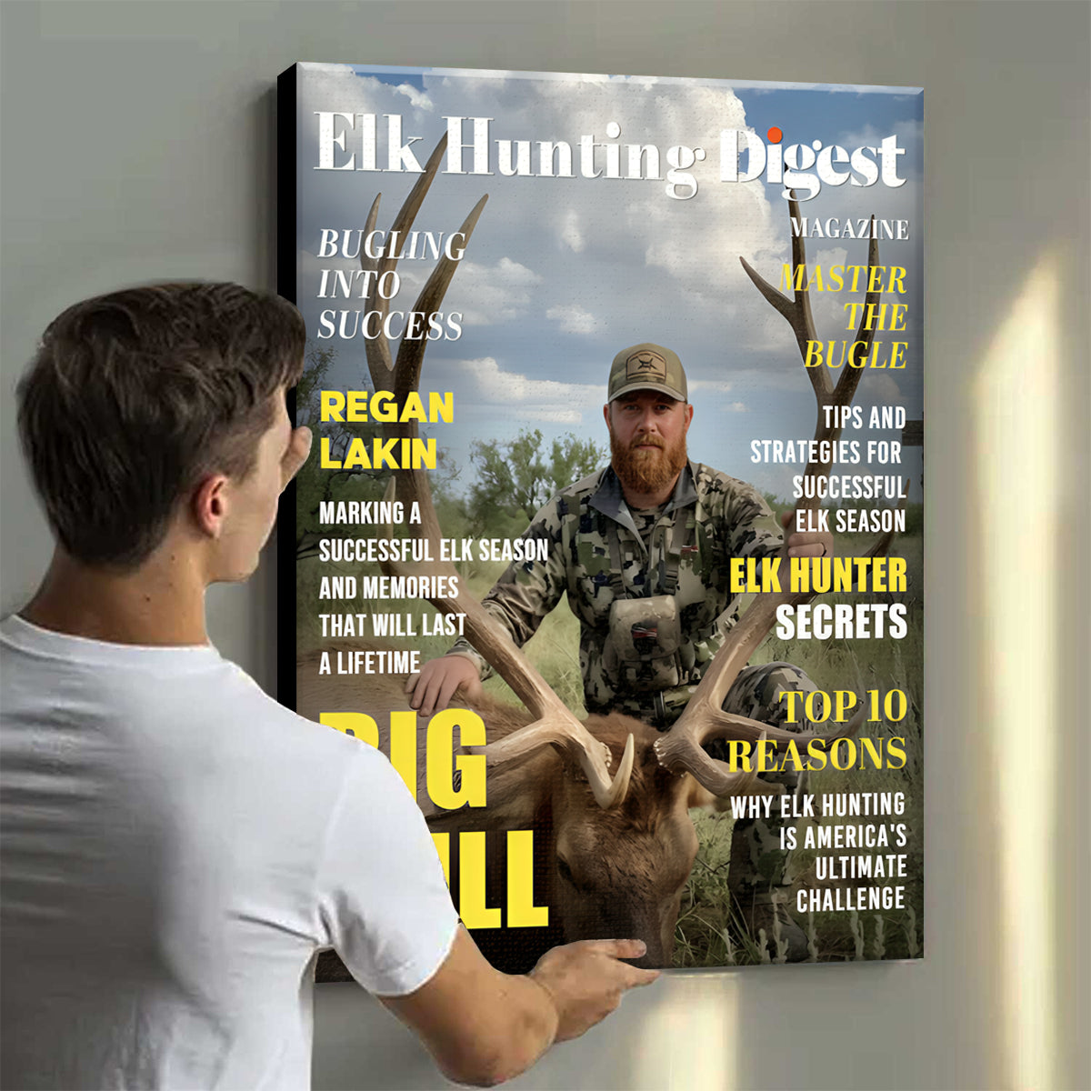 Elk Hunting Digest Personalized Canvas, Custom Photo Elk Hunter Magazine Cover