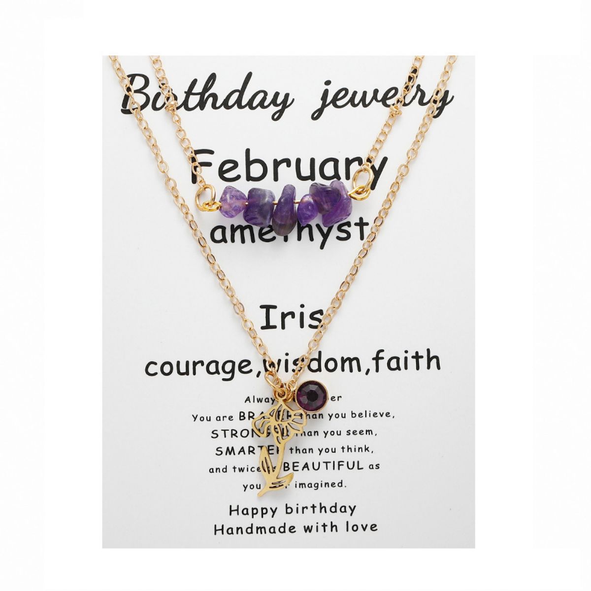 Birthstone Flower Necklaces Dainty Chain Necklace 12 Birth Month Crystal Necklace for Women