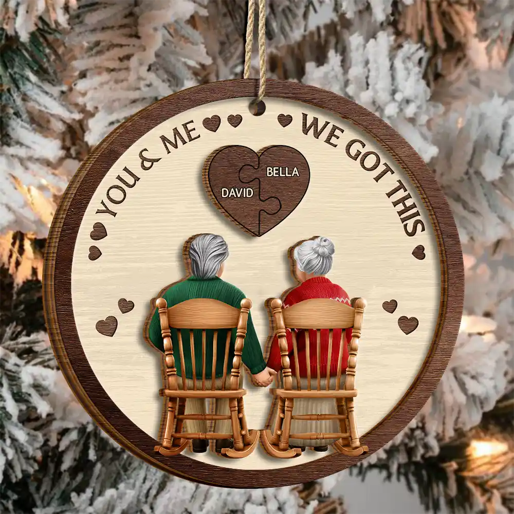 Couple You And Me Grow Old Together - Personalized 2-Layered Wooden Ornament