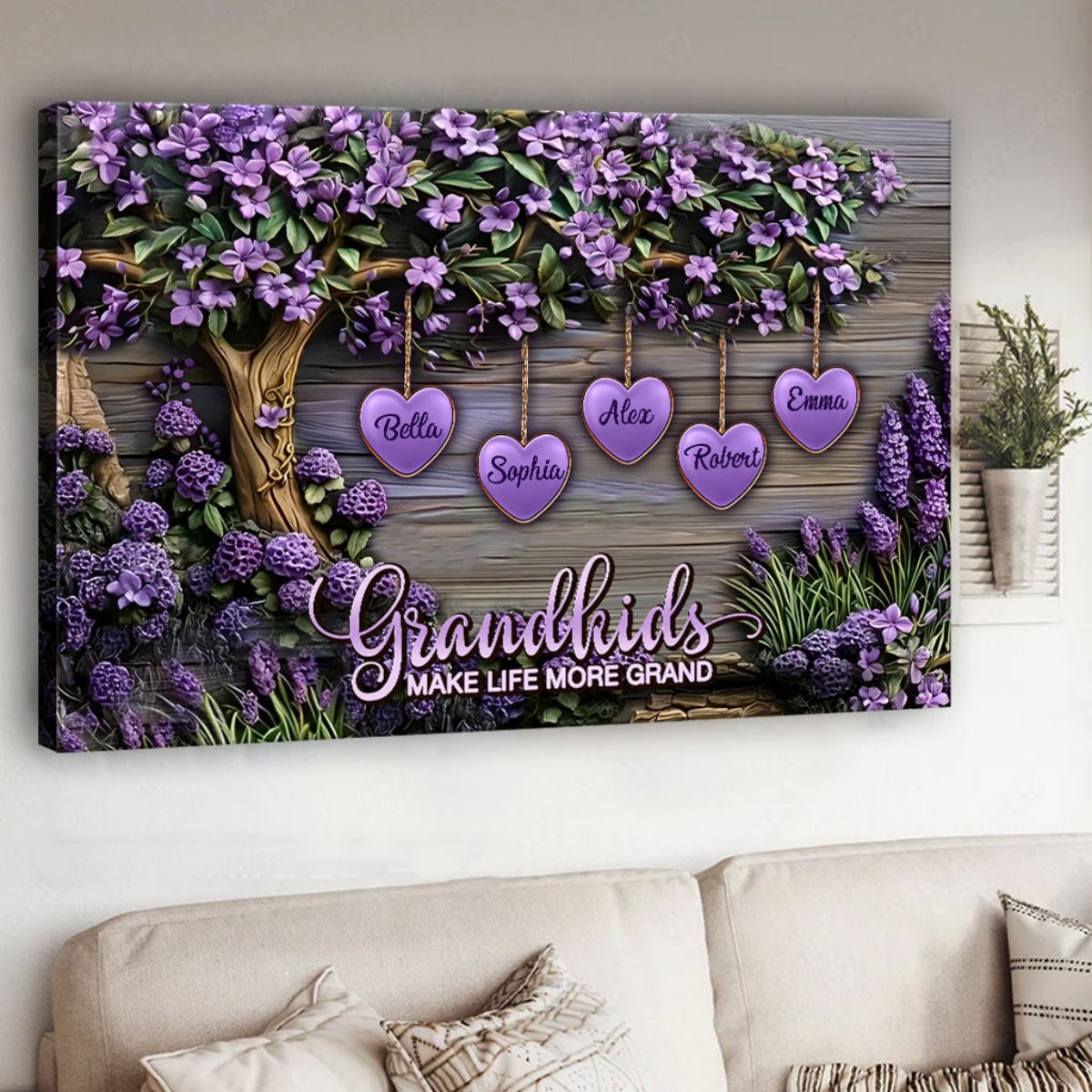 Personalized Grandma Canvas Poster - Celebrate Family Love! 'Grandkids Make Life Grand'
