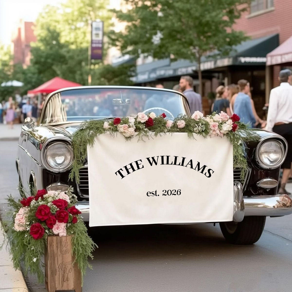 Personalized Family Name Wedding Table Runner, Custom Last Name Sign Banner, Sweetheart Table Decor, Anniversary Gift Idea