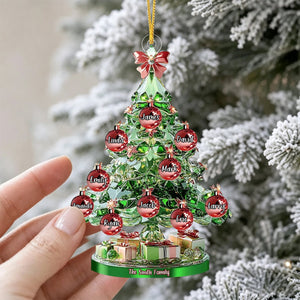 Crystal Christmas Family Tree Personalized Ornament