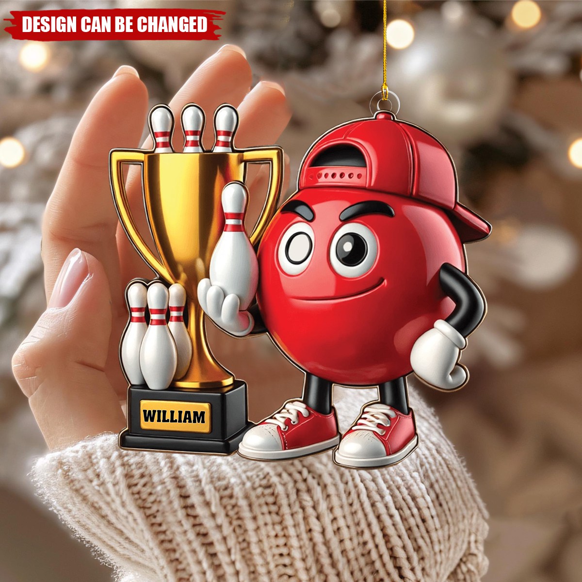 Bowling Champion Custom Color And Name - Personalized Christmas Ornament