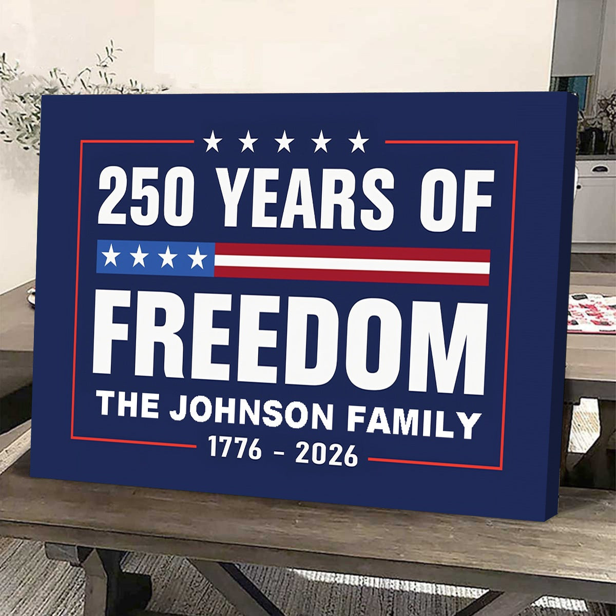 Custom Family Name 250 Years Of Freedom 1776-2026 4th Of July Personalized Canvas Poster