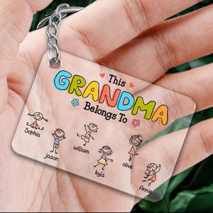 Personalized Acrylic Keychain - This Grandma Belongs To Drawing