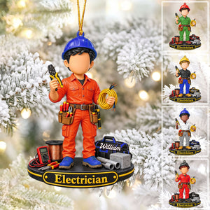 Electrician Gift - Electrician Tool Personalized Christmas Ornament, Lineman Gift