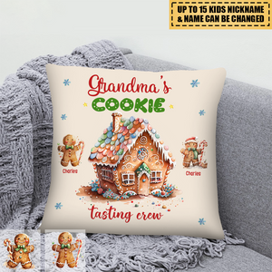 Personalized Custom Pillow Christmas Gift For Grandma Family Members-Grandma's Cookie Tasting Crew