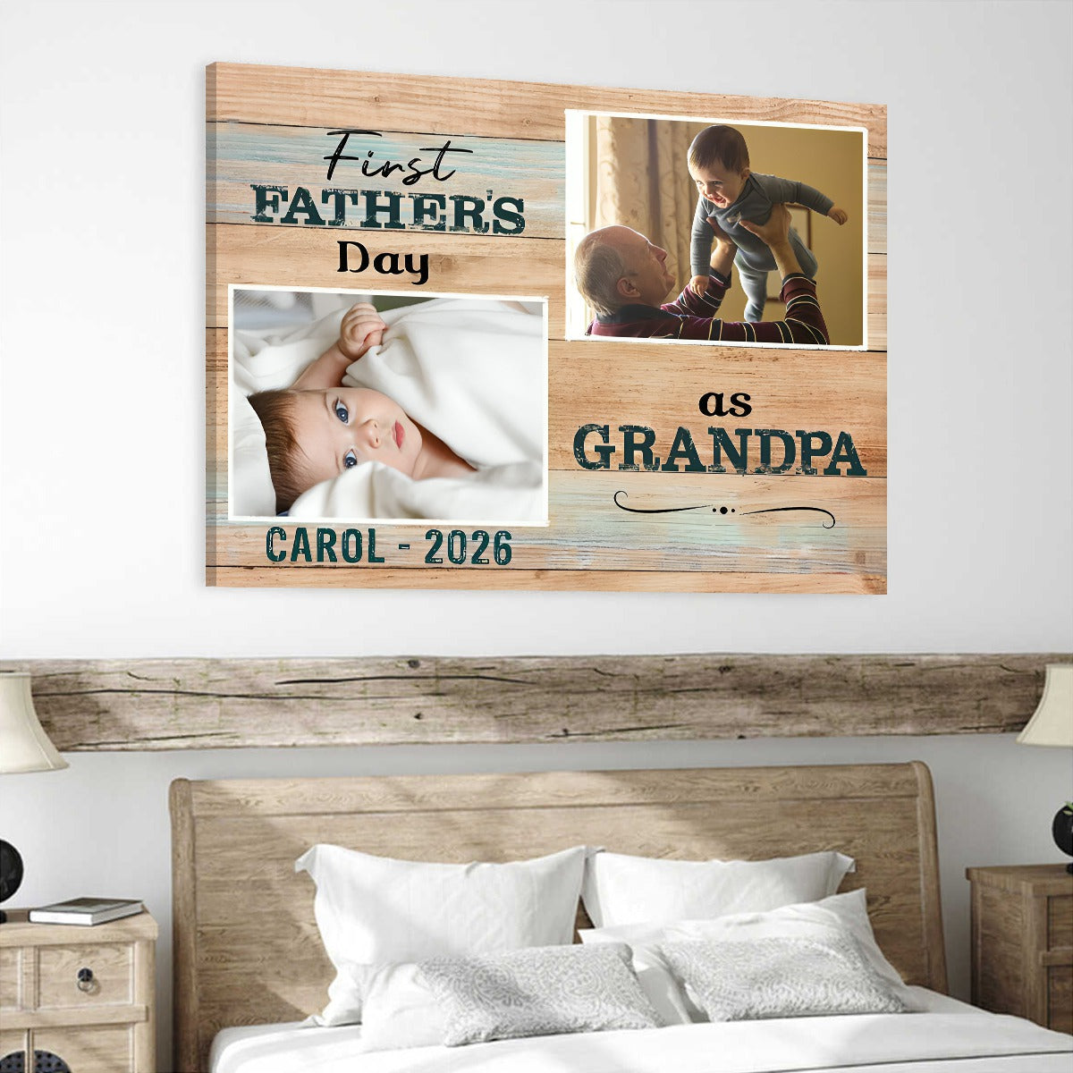 Personalized "1st Time Grandpa" Canvas – Father's Day Gift For New Grandpa
