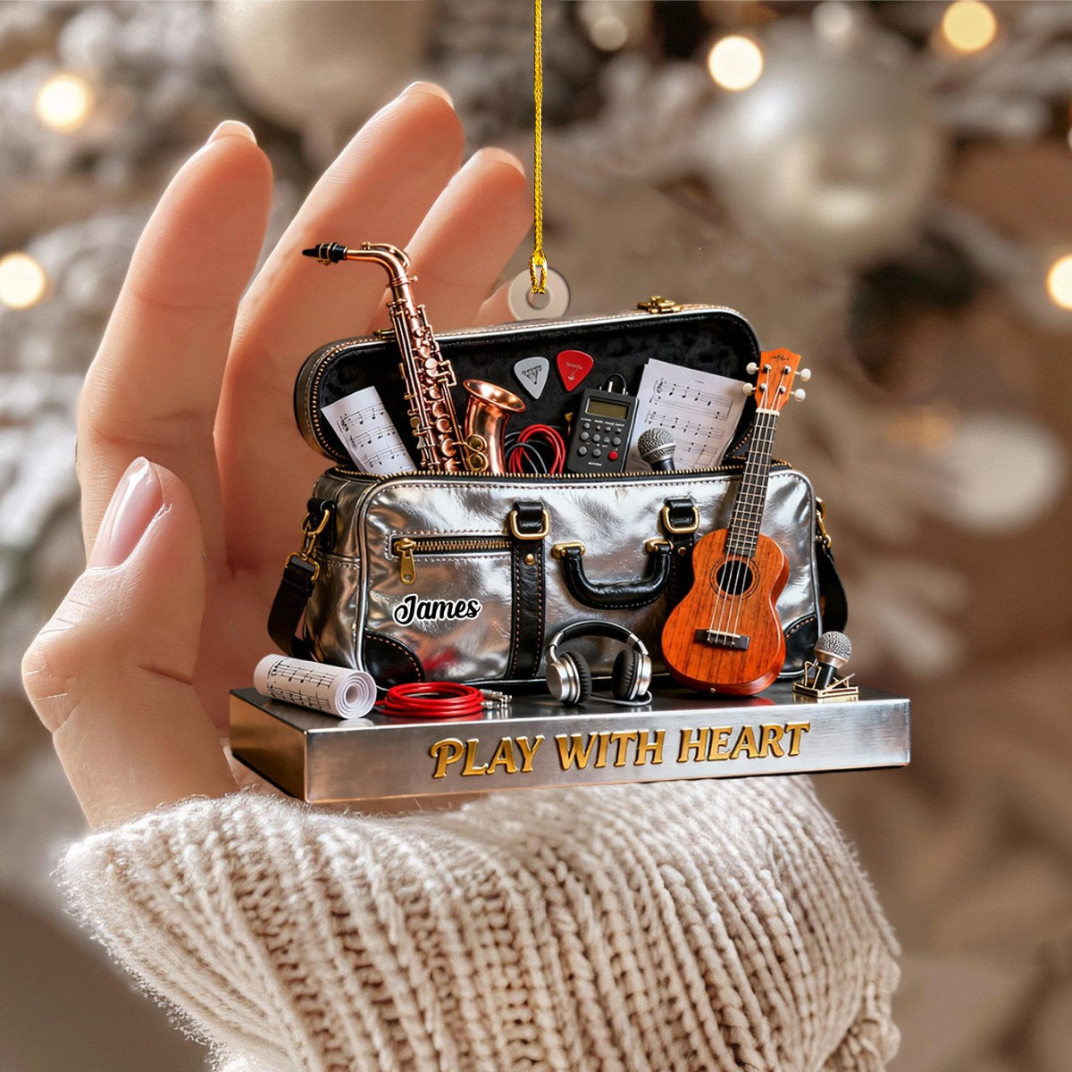 Personalized Musical Instrument Bag Themed Ornament,Musician Gift,Music Lover Gift