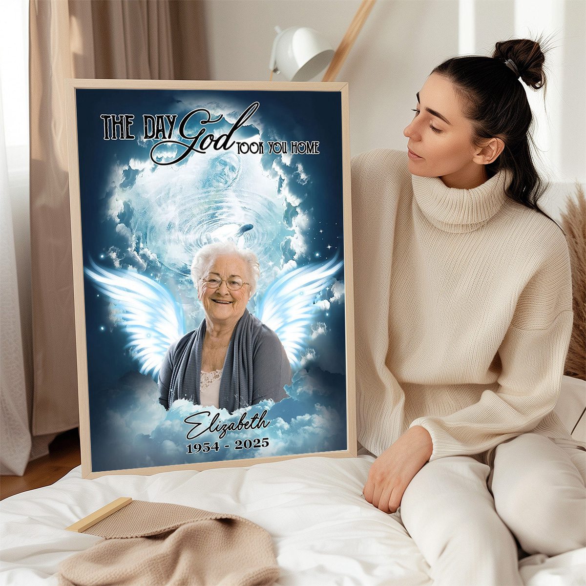 Custom Photo The Day God Took You Home - Personalized Memorial Canvas