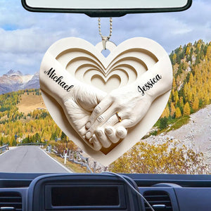 Personalized Couple Hand in Hand Car Ornament,Anniversary Valentines Gift
