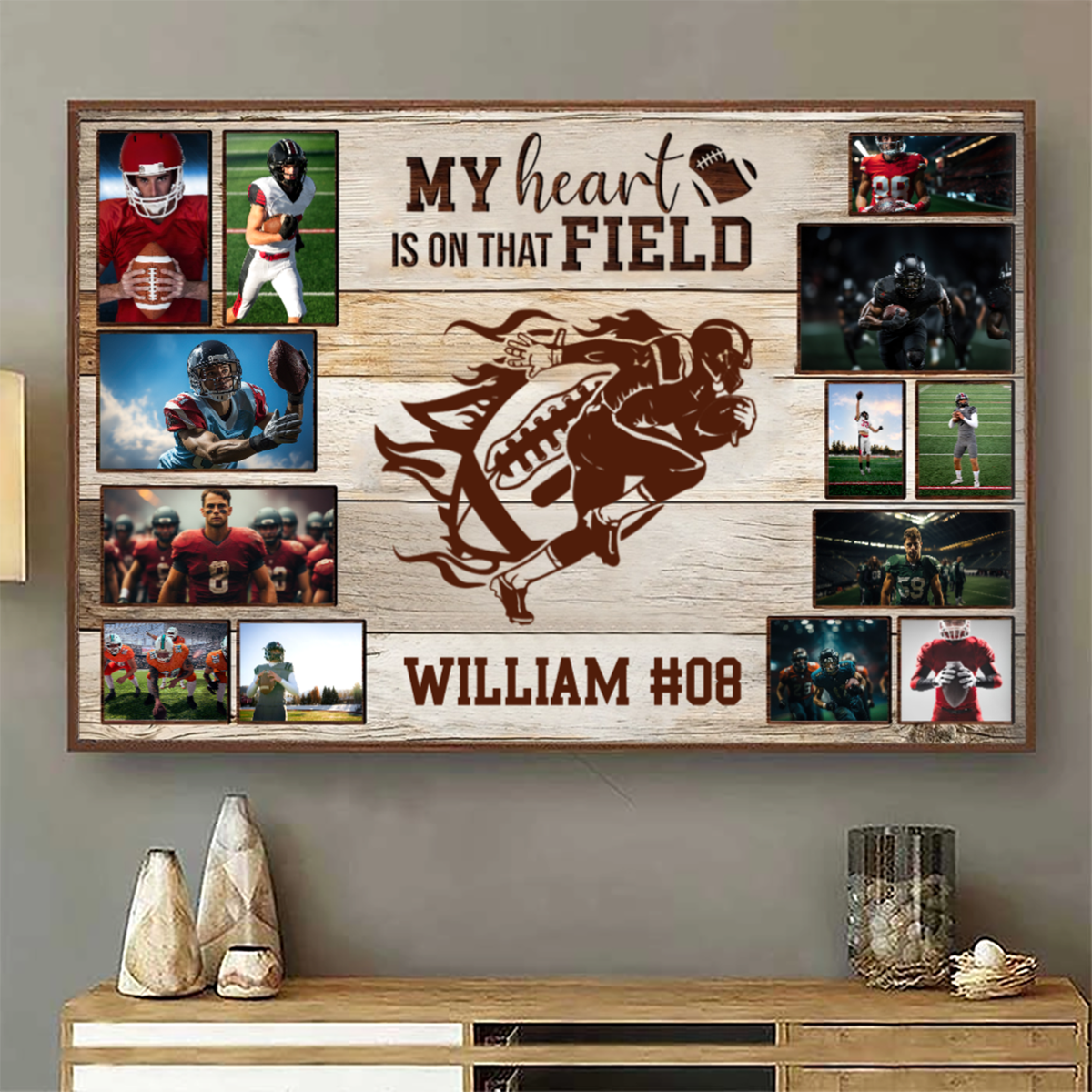 Personalized American Football Player Poster & Canvas Custom Photo, Name