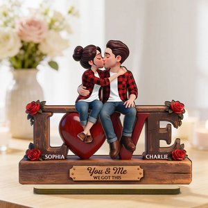 Personalized Eternal Rose Wooden Plaque – Forever Together 2-Layered Love Gift for Couple, Him, or Her