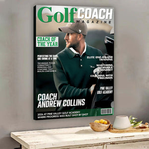 Golf Coach Magazine Cover, Thank You Coach Gift, Personalized Golf Coach Canvas, Golf Lover Gift, Golf Coach Gifts