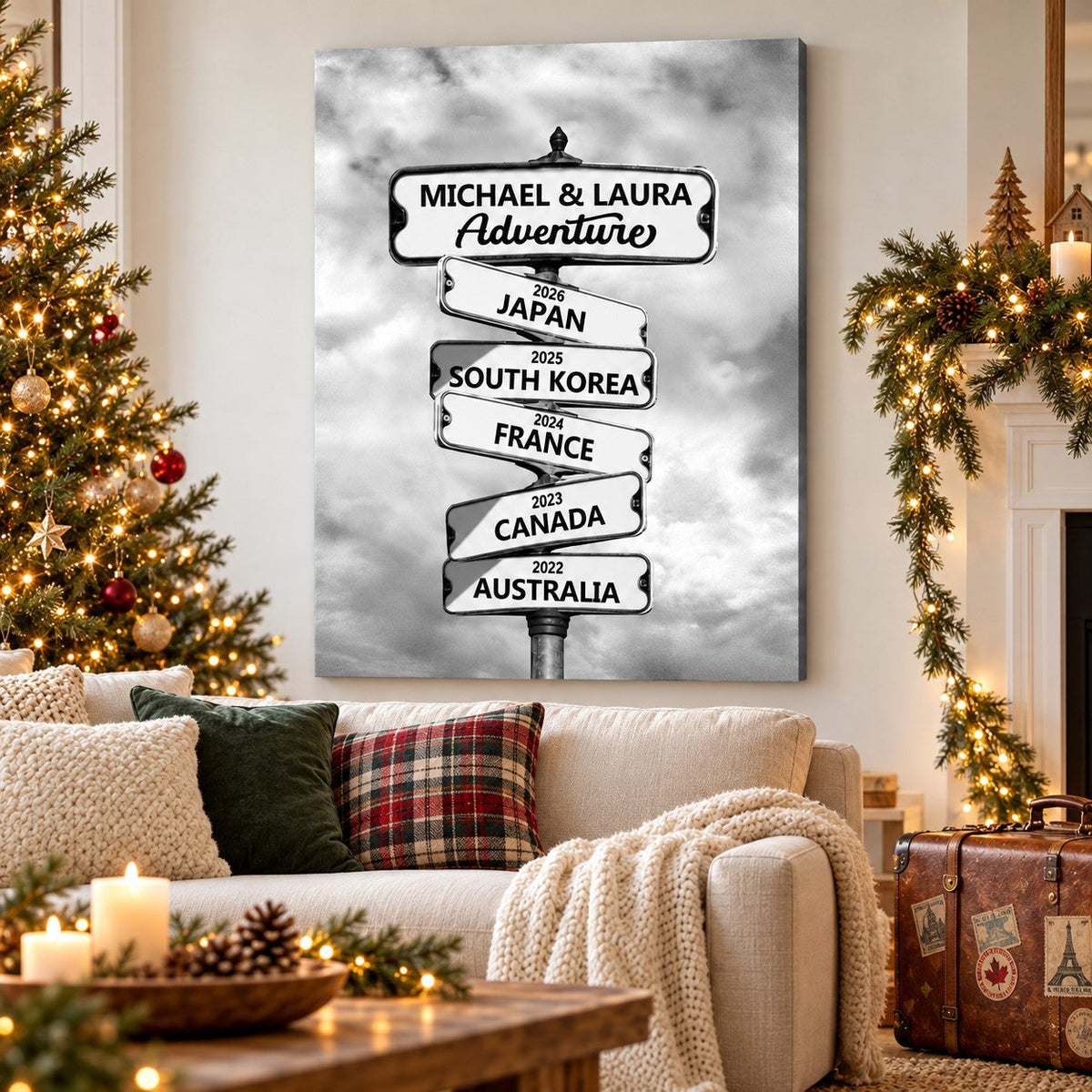 Traveling Adventure Gifts For Couples Love Travel Personalized Canvas Print Wall Art Home Decoration
